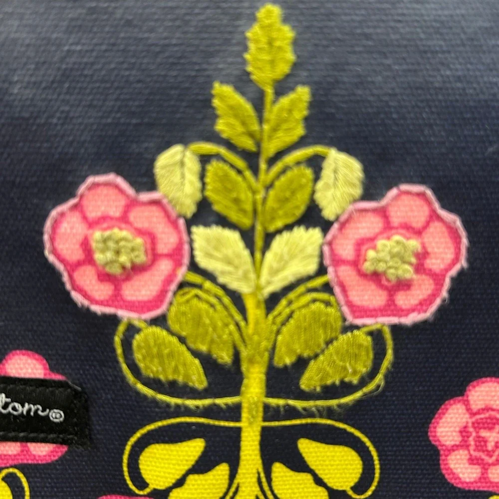 Petunia Pickle Bottom Seville Backpack Diaper Bag Navy Pink Floral Glazed Canvas